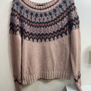 Maurices Pink and Gray Patterned Sweater
